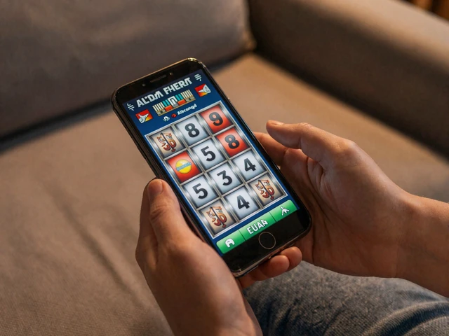 Spieler testet Dragonia Casino Spielautomaten im Demomodus auf dem Smartphone