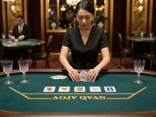 Live Baccarat Tisch mit Kartenausgabe und eleganter Casino-Atmosph&auml;re