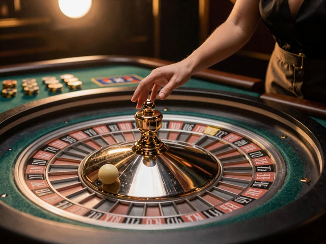 Live Roulette Tisch mit europ&auml;ischem Roulette-Rad und professionellem Croupier bei Dragonia Casino