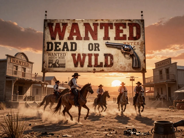 Wanted Dead or a Wild Western-Slot mit Cowboy-Duell bei Sonnenuntergang