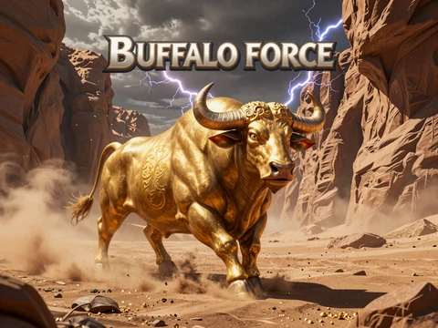 Buffalo Force exklusiver Dragonia Slot mit goldenem B&uuml;ffel und Blitzen