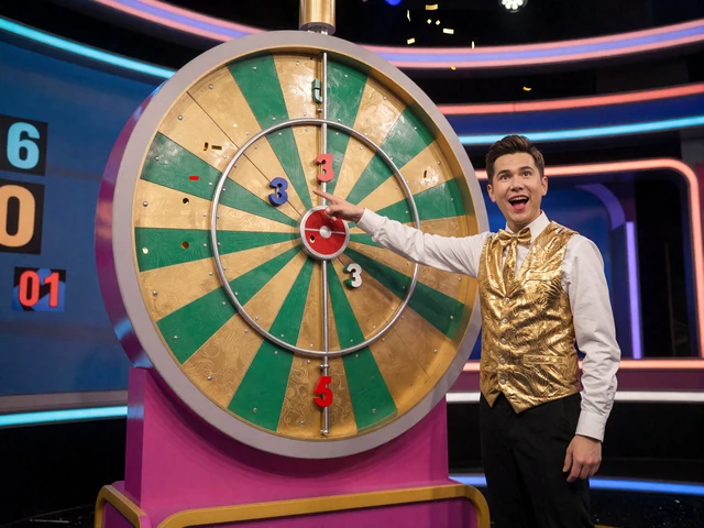 Live Game Show mit riesigem Gl&uuml;cksrad und Moderator bei Dragonia Casino