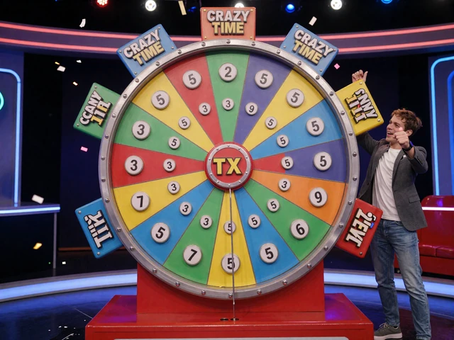 Crazy Time Live Game Show mit buntem Gl&uuml;cksrad und Bonusrunden